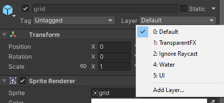 Assign a Layer to a GameObject in Unity and define new Layers.